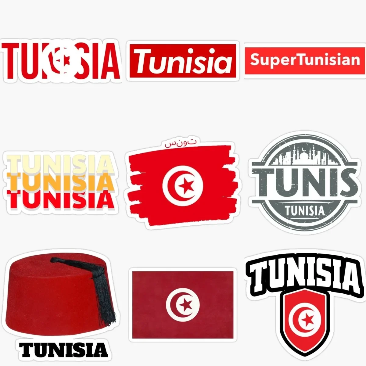 Tunisia Flag Emblem Personalized PVC Waterproof Sticker for Decorate Fridge Wall Car Window Helmet Bumper Decal Accessories