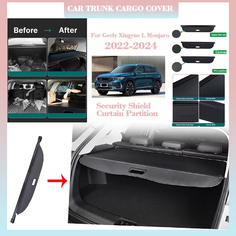 Car Trunk Cargo Cover for Geely Xingyue L Monjaro KX11 2022-2024 Luggage Storage Security Shield Curtain Partition Accessories