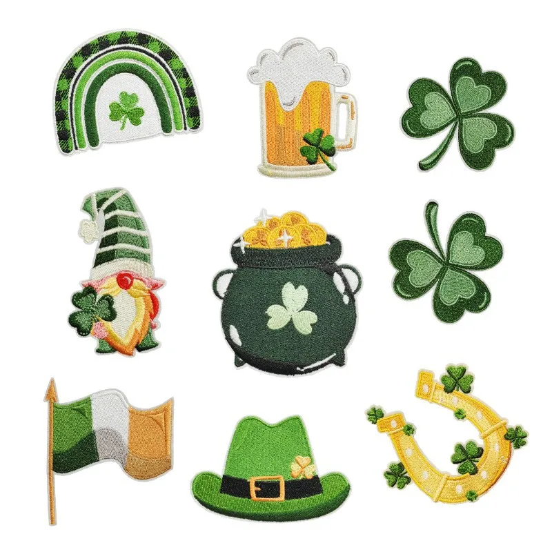 Lucky Shamrock Patches for Clothing, Iron Patch for Shoes, DIY Craft, Clothes Sticker, Carnival, Irish, St. Patrick's Day