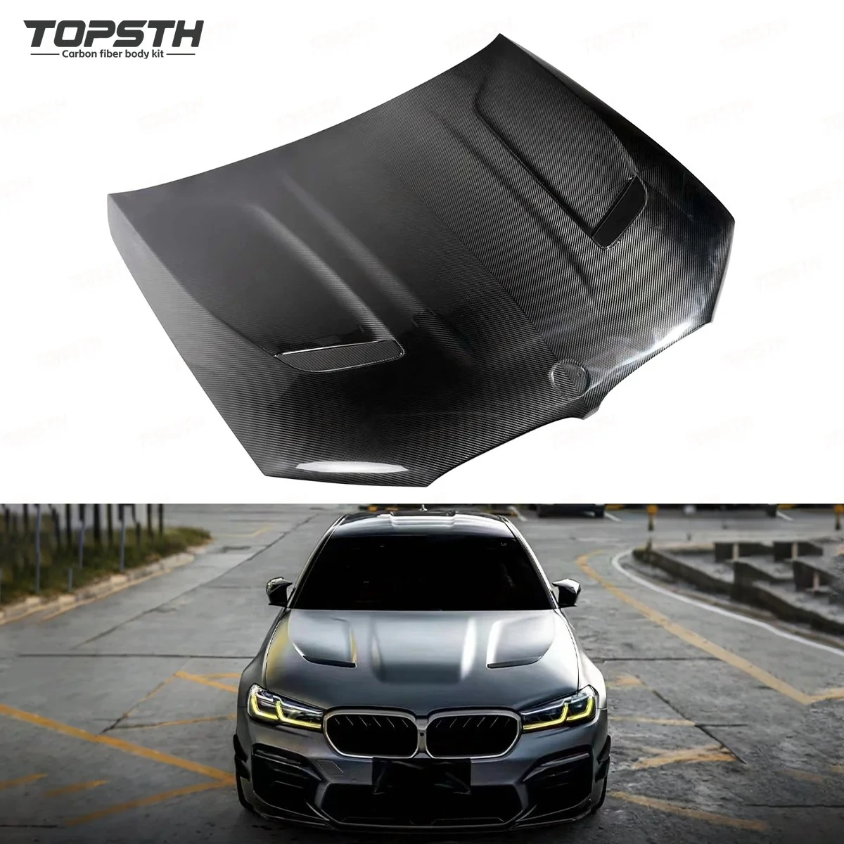 

Легкий сухой капот двигателя из углеродного волокна в стиле CS для BMW 5 серии G30 F90 M5, новая автоматическая часть кузова с внешним обновлением
