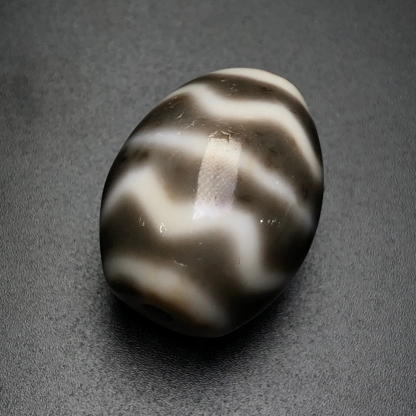 Tibetan Buddhism Agate DaLuo Water wave Dzi Bead Amulet Necklace Pendant Z2751