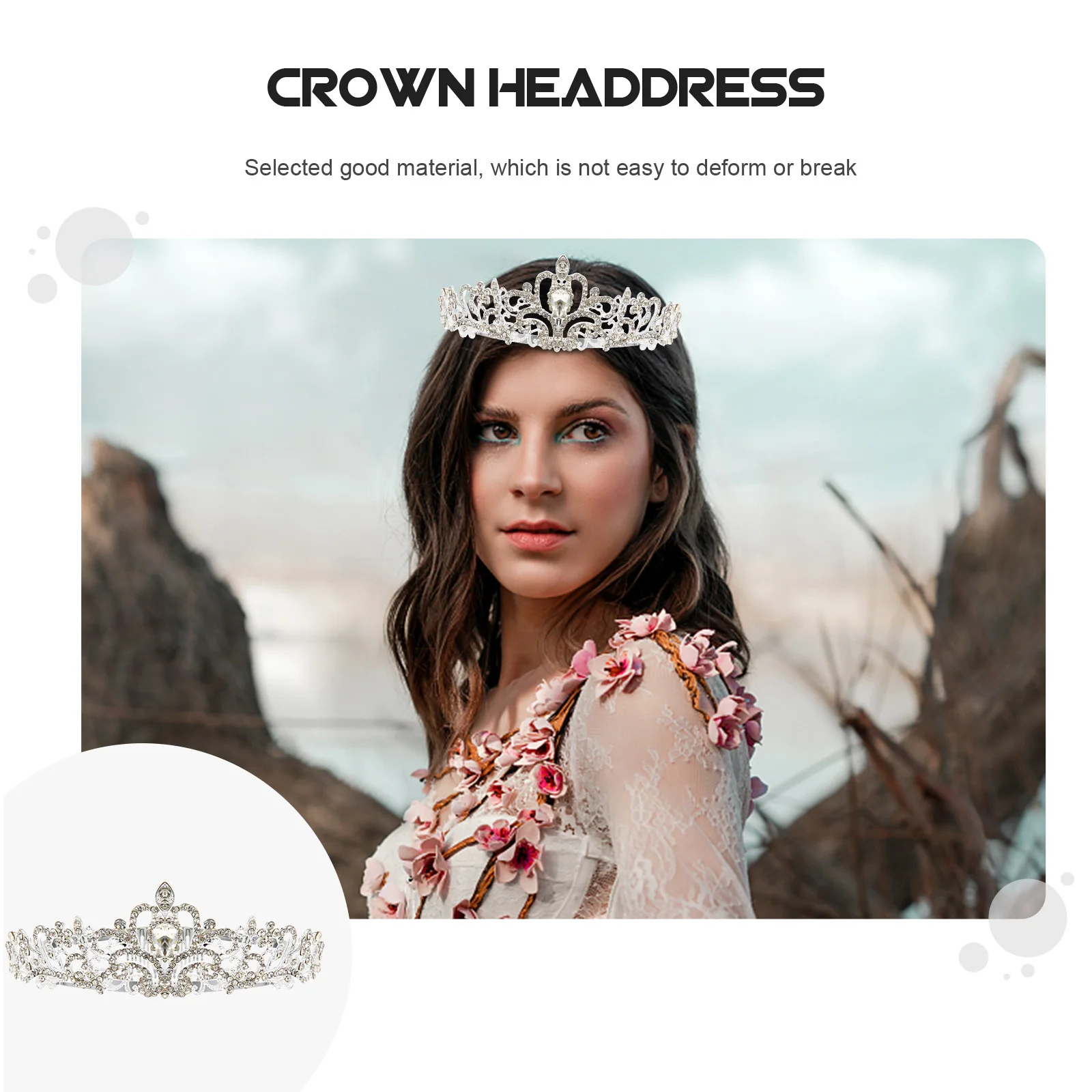 

1Pcs Alloy Rhinestone Crown Exquisite Bride Tiara Wedding Headdress Bride Hair Ornament Charming Wedding Girl Crown