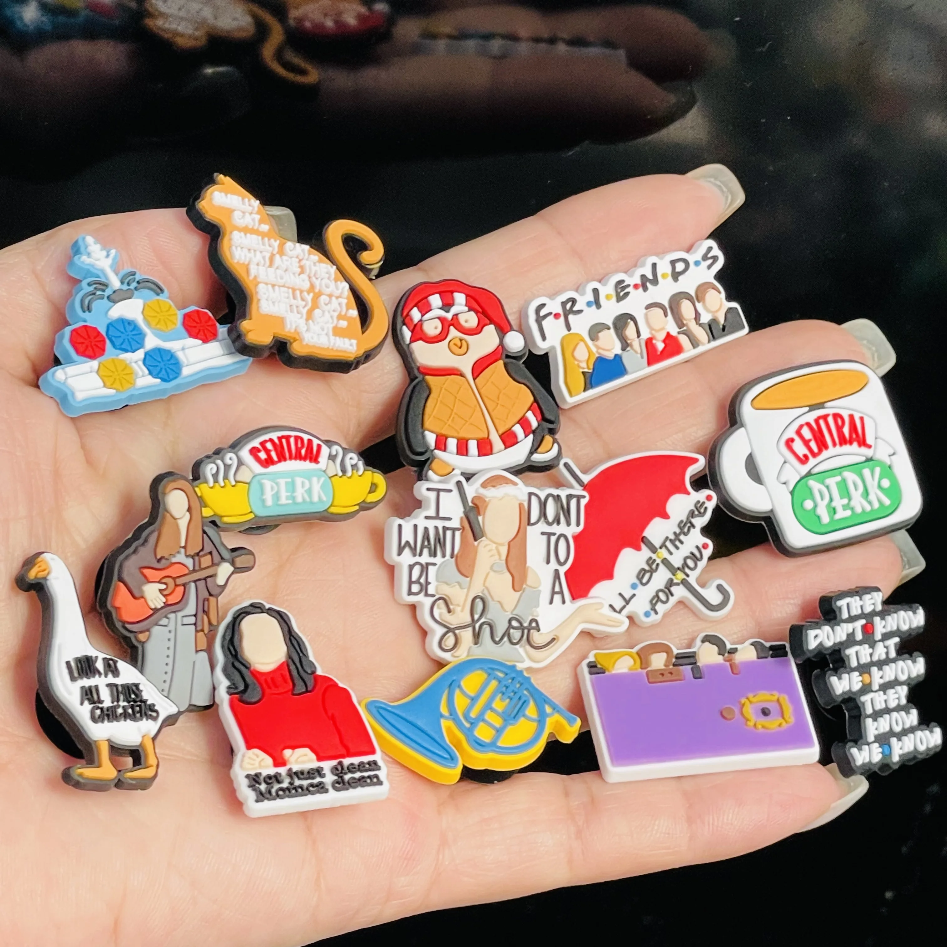 14-25pcs Movie Friends New Design Shoe Charms PVC Accessories DIY Sandals Shoes Buckle Decorations fit Wristband Party Kids Gift