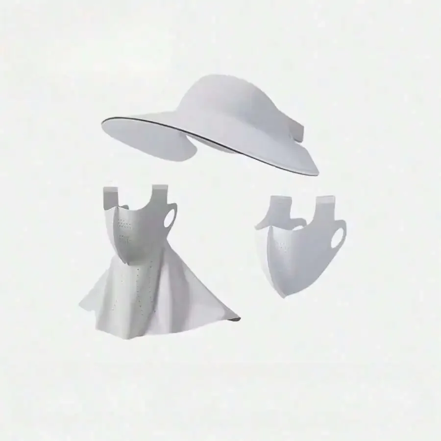 

2 In 1 Sunscreen Ice Silk Face Mask And Sun Hat For Women UV Protection
