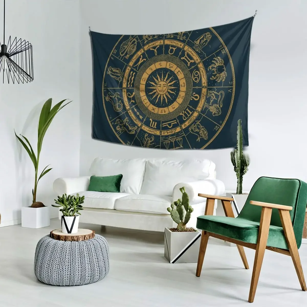 

Vintage Zodiac and Astrology Chart Royal Blue and Gold Tapestry Aesthetic Room Decor Korean Room Decor Art Mural Tapestry