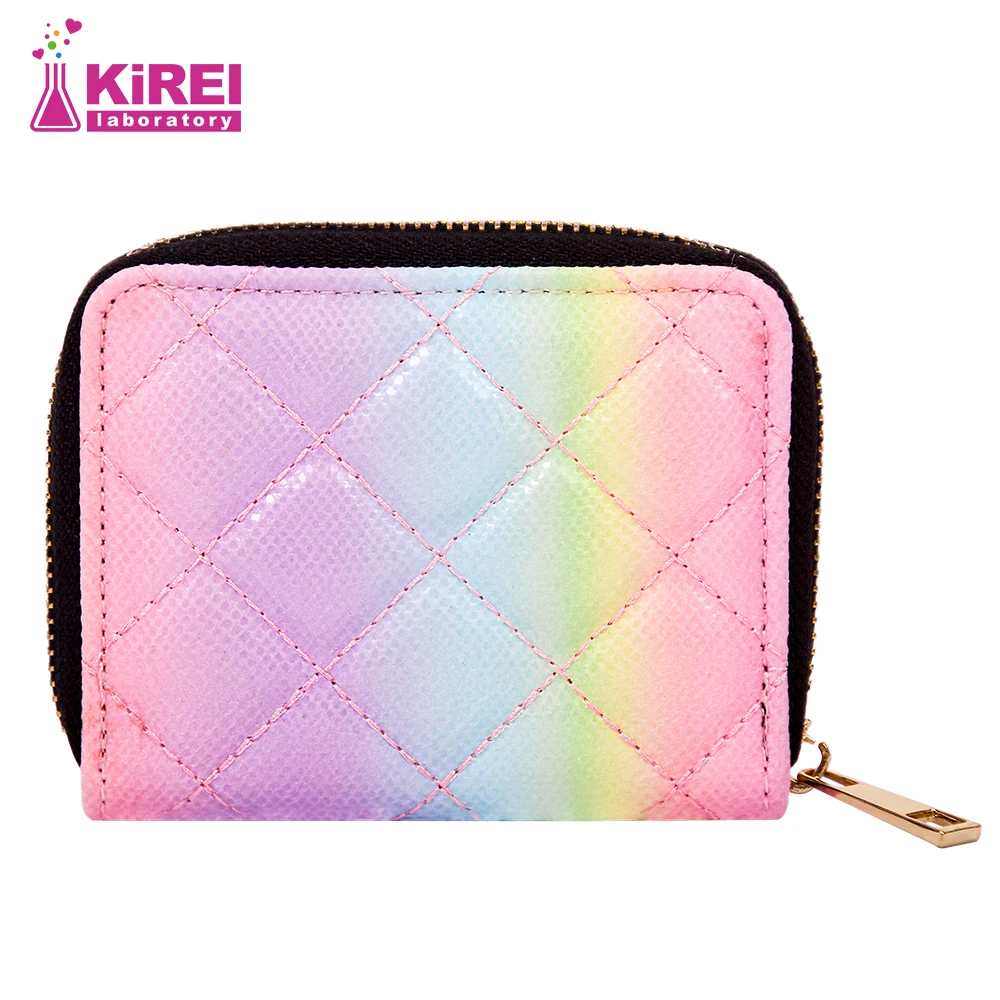 

Rainbow colored sequins with a hundred piece zero wallets cute girl's small short zipper multi-card hand grab bag