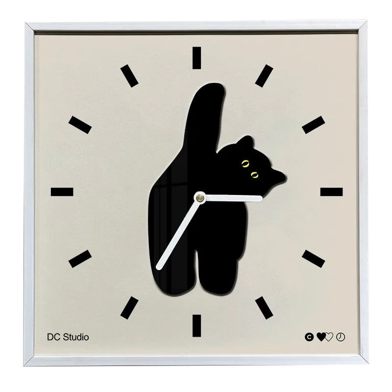 MOMO Cat Clock Ins Kreatywny skandynawski zegar akrylowy Zegar ścienny Pokój dzienny Nowoczesny prosty zegar restauracyjny Mute Art