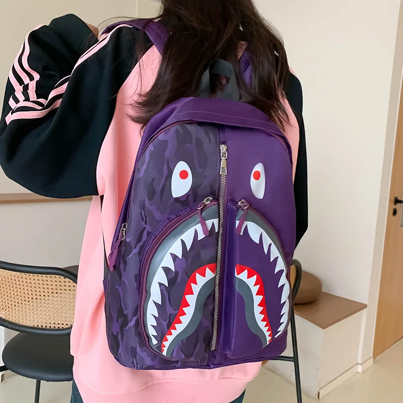 2024New Western Style SchoolbagbapeAll-Matching Graffiti Student Backpack Men's and Women's Fashion Casual Backpack