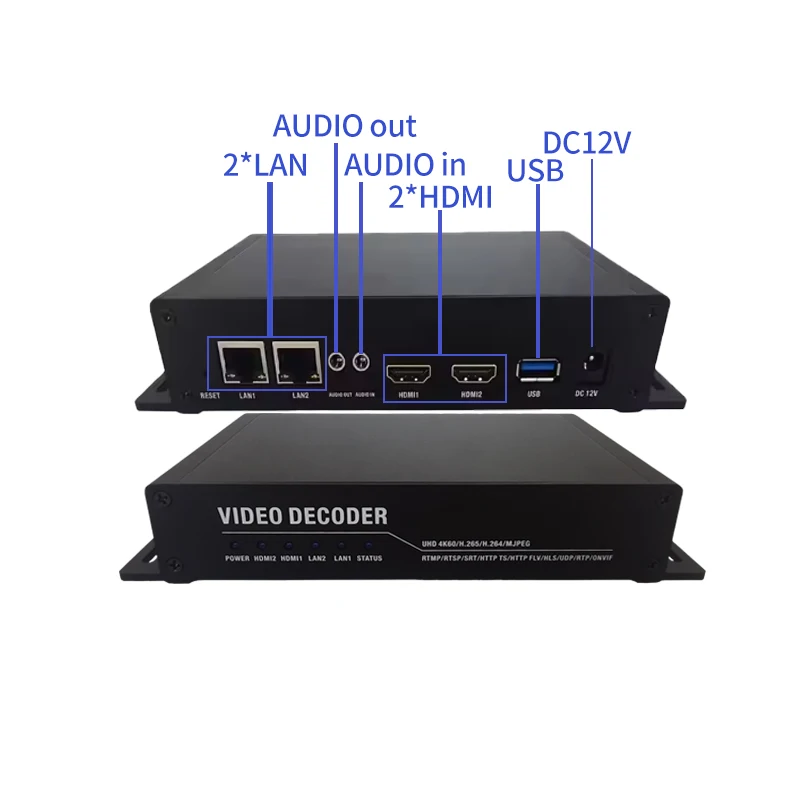 Digital 4K Supporting HD MI H265 Video  Audio Decoder IP Streaming youtube Video Decode