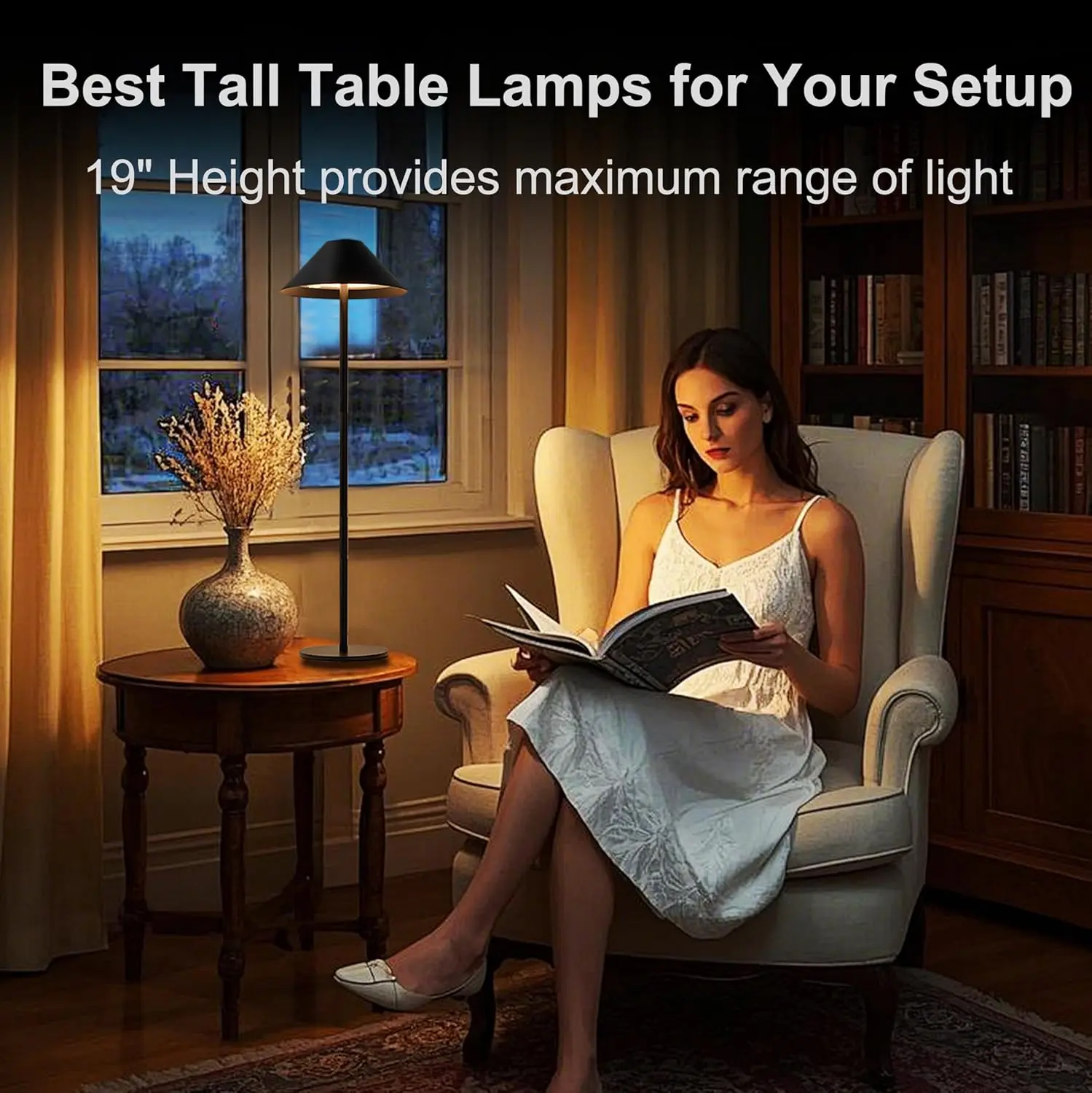 مجموعة مصابيح طاولة لاسلكية قابلة لإعادة الشحن مكونة من قطعتين، ارتفاع قابل للتعديل وألوان قابلة للتعتيم، ضوء لاسلكي محمول للقراءة/المنزل #2