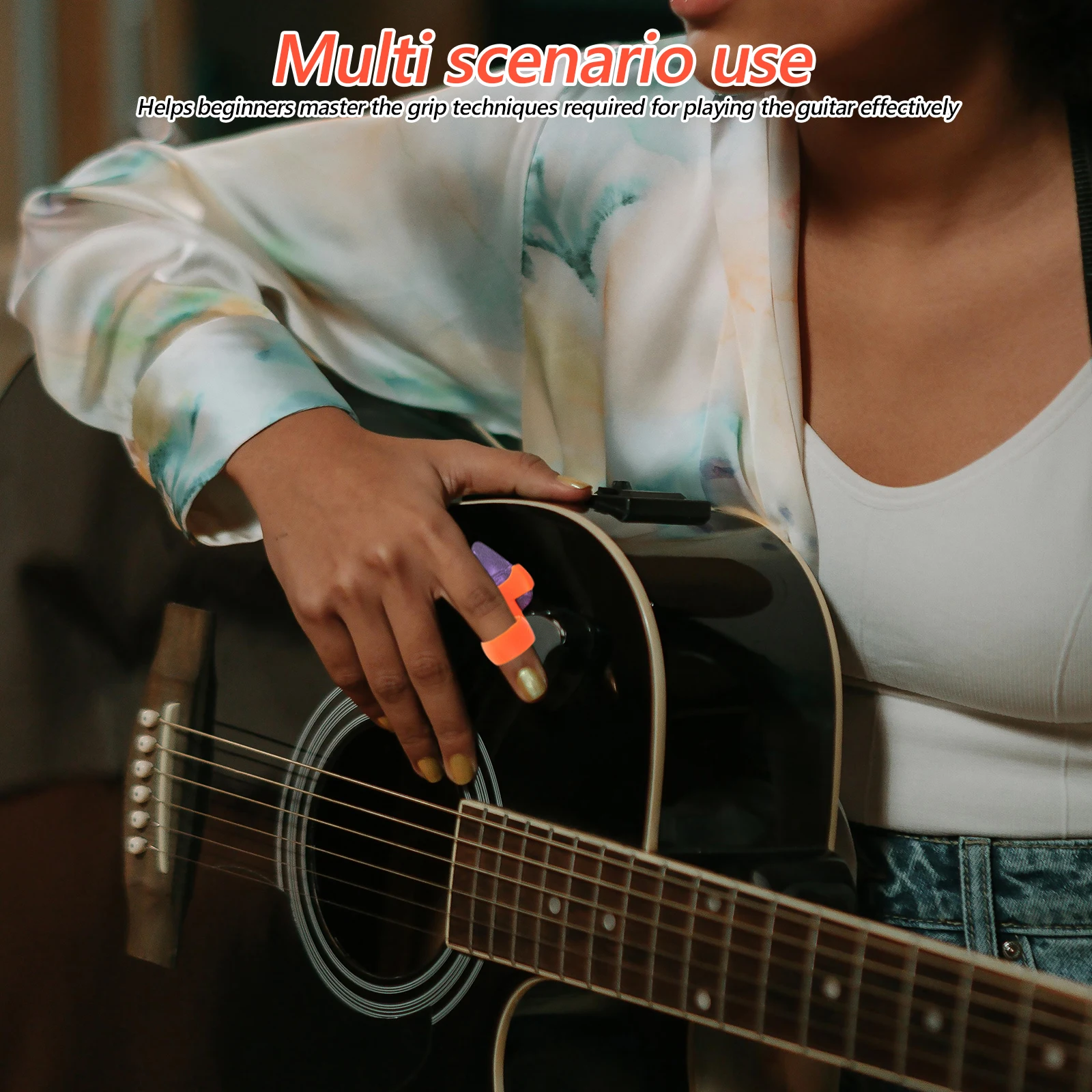 

Guitar Pick Brass Stand Electric Grips Finger Holder Ergonomic Silica Gel Cover