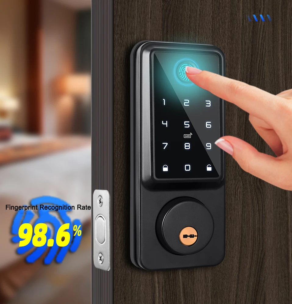 Tuya Wifi TTLock App Lock Fingerprint Door Sensor Fechadura Eletronic Digital Password IC Card Deadbolt Smart Door Lock For Home