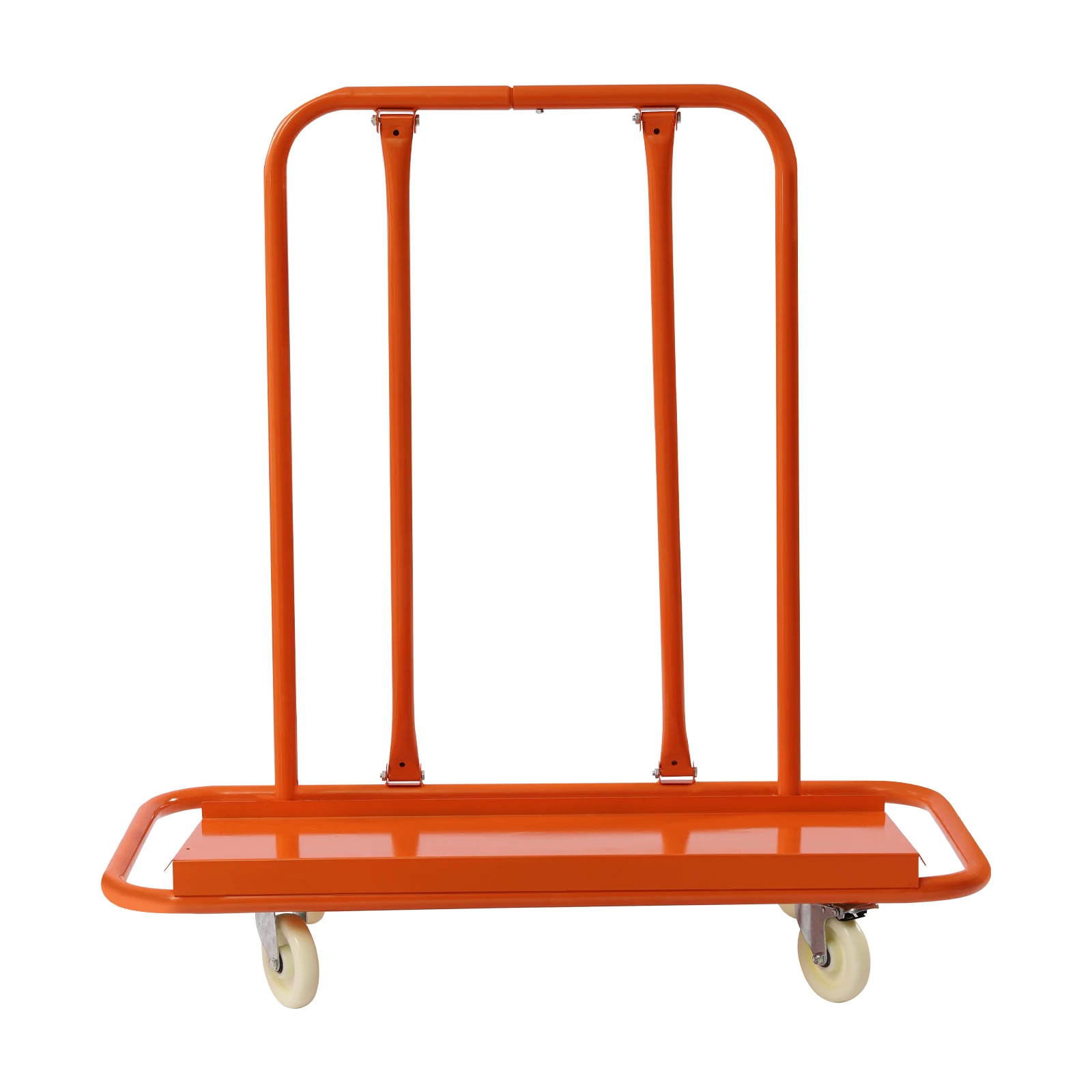 Carro para Láminas de Paneles de Yeso de Alta Resistencia – Acero Q235 – Capacidad de 2200 lb – 4 Ruedas Giratorias con Frenos – Soporte Triangular – Plástico con Recubrimiento Antioxidante – Naranja – 46"x23"x47" – para Transporte de Paneles, Madera Contrachapada y Vidrio