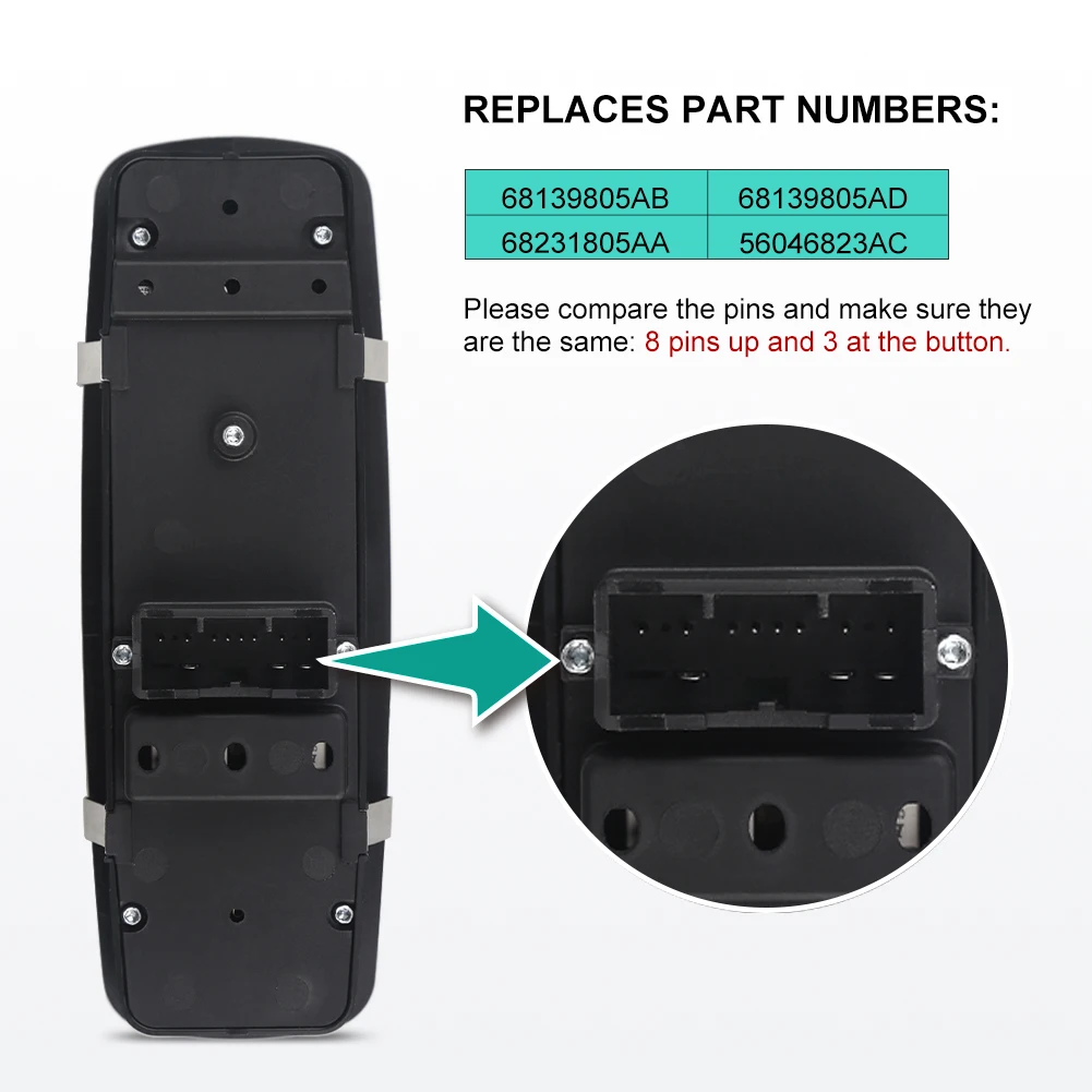 Dual-Automatic Electric Master Power Window Switch For Dodge Charger 2011-2014 Replacement for 68139805AB, 68231805AA