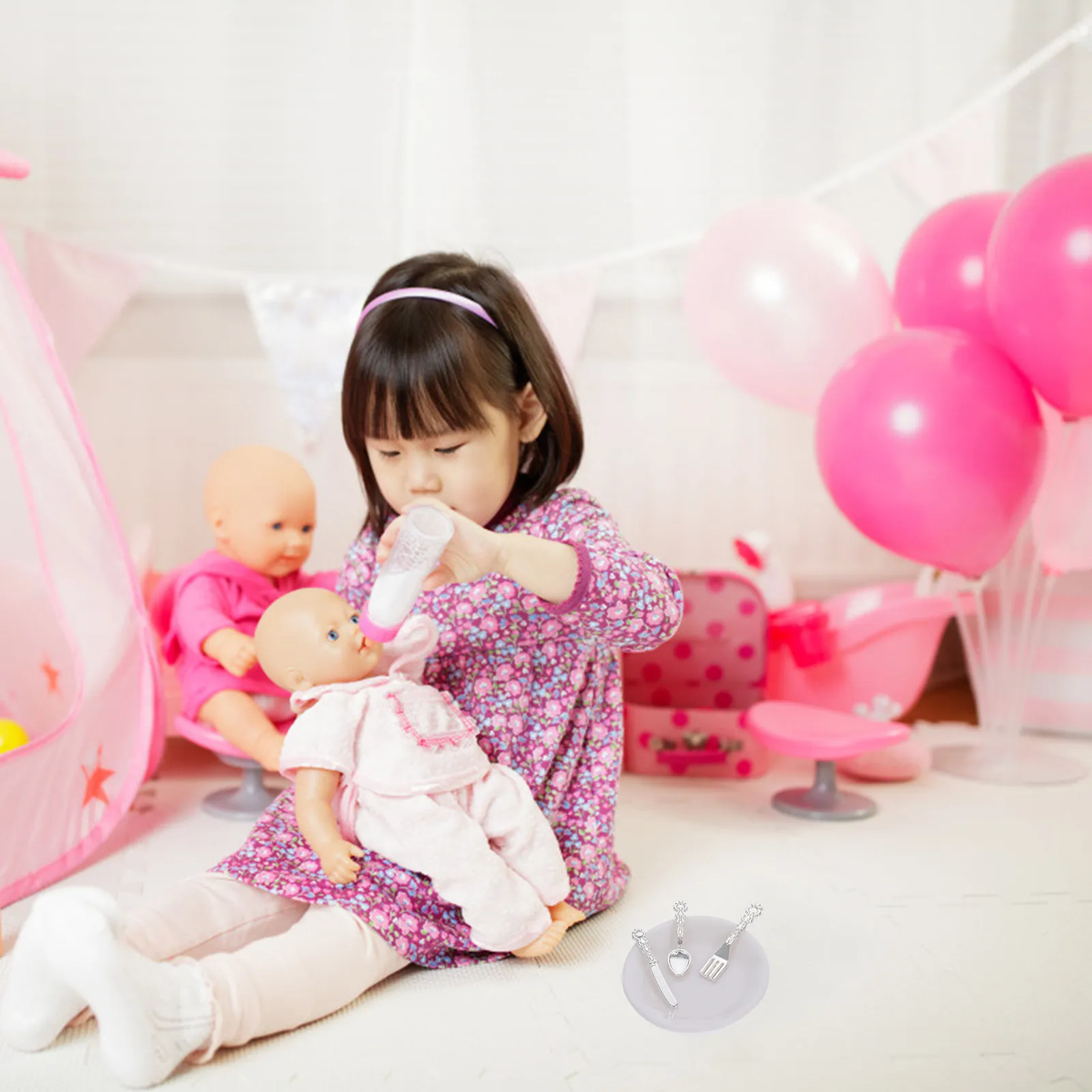 

6Sets Mini Tableware Decor Set High Quality ABS Alloy Realistic Colors Shapes Ideal Dollhouse Accessories Home Decoration