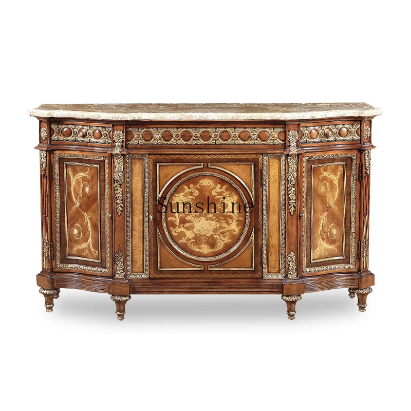 

European neoclassical dining side entrance cabinet mahogany heart veneer parquet custom furniture