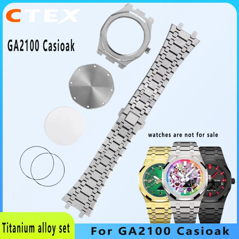 

GA2100 Mod kit Titanium Alloy case Set 316L Stainless Steel Case Strap Bracelet Casioak GA-2110 Bezel Back Cover Sapphire Glass