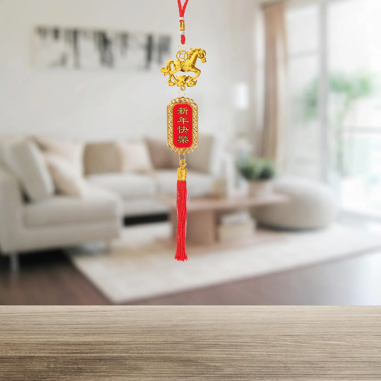 12 Stücke Chinesische Neujahr Ornamente Sternzeichen Pferd Anhänger Rote Quaste Mond Neujahr Hängende Dekorationen Frühling Festival Glück