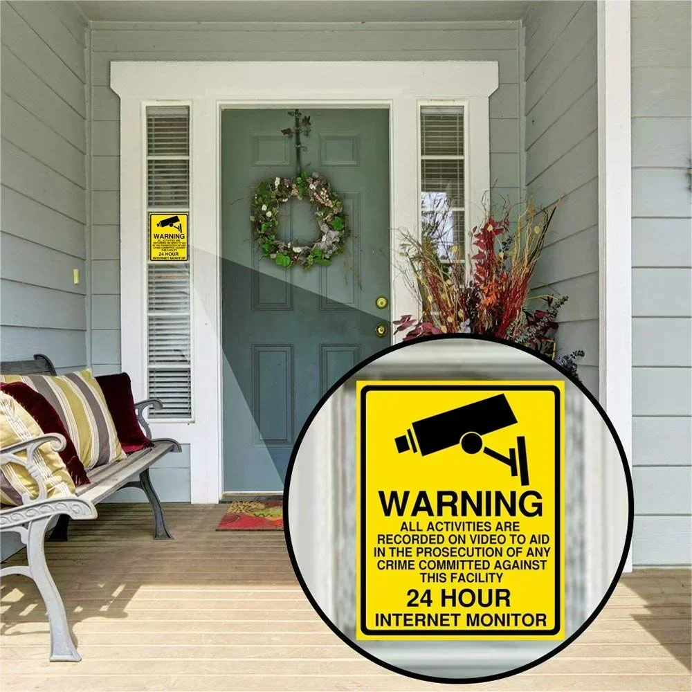 1/3/5pcs Warning Stickers Video Surveillance Safety Stickers Signs PVC Camera Alarm Stickers Waterproof Sunproof Home