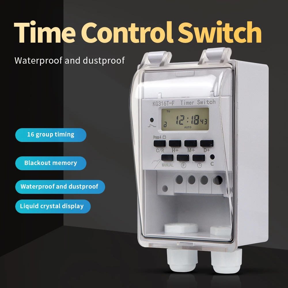 Timer Switch 30A Recycle Weekly 7 Days Programmable Digital Time Relay Home Appliance Timer Control With Outdoor Waterproof Box