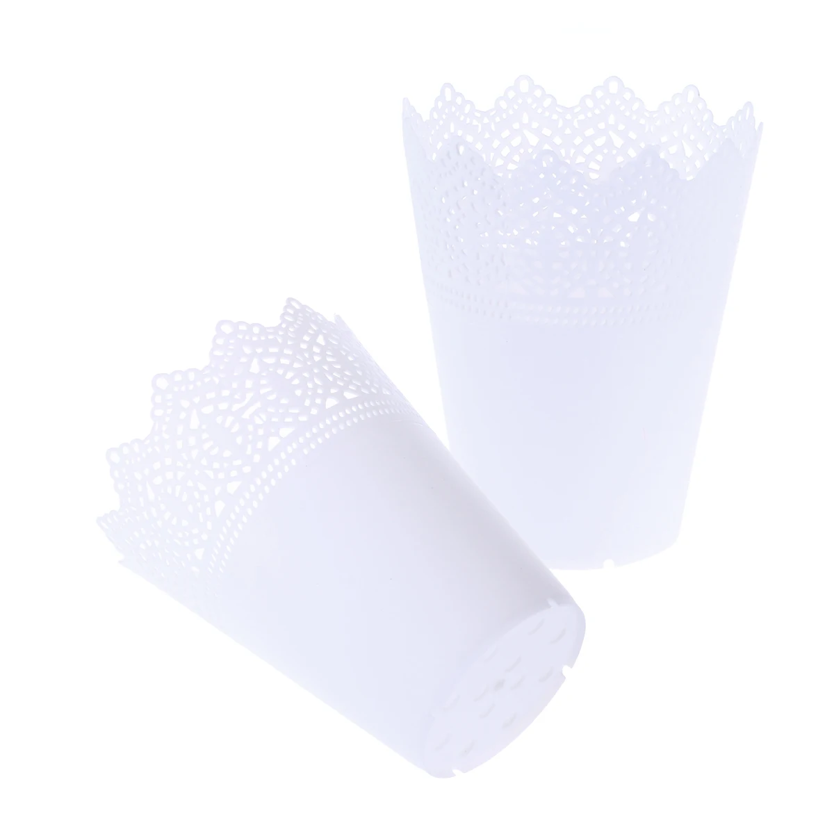 

4pcs Flowerpot Plastic Flower Pot Hollow Flower Planter Holder Crown Lace Pierced Flower Vase Storage Home Decoration - Size L(W