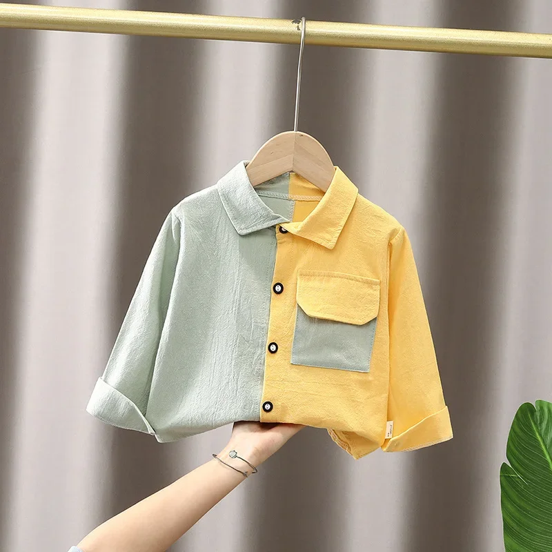 IENENS Boy Shirt Clothes Spring Thin Blouses Kids Clothing Toddler Casual Cotton Tops 1 2 3 4 Years Children Long Sleeves Shirt