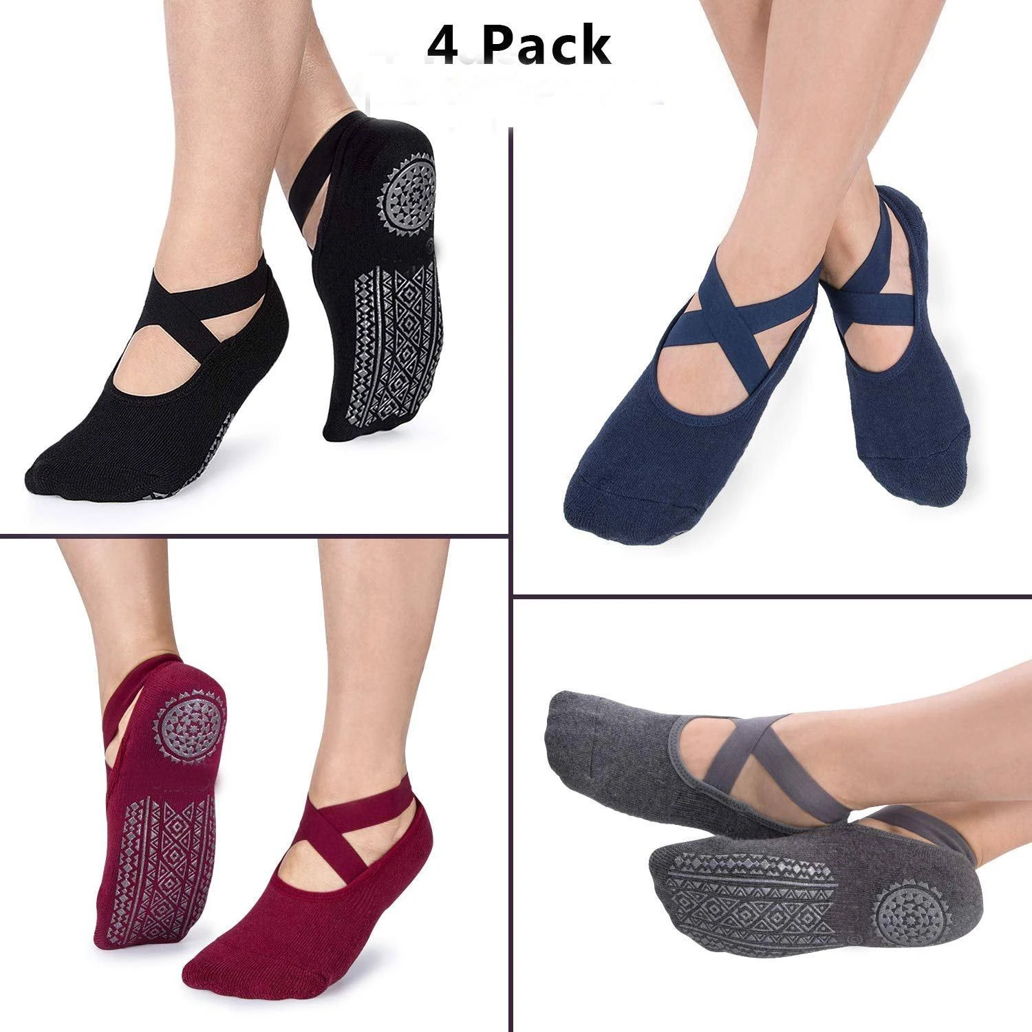 Socks Cotton Yoga Bandage Non-Slip for Grips Women Sock Ideal Five Toe Socks for Pilates Pure Ballet Dance Barefoot Workout