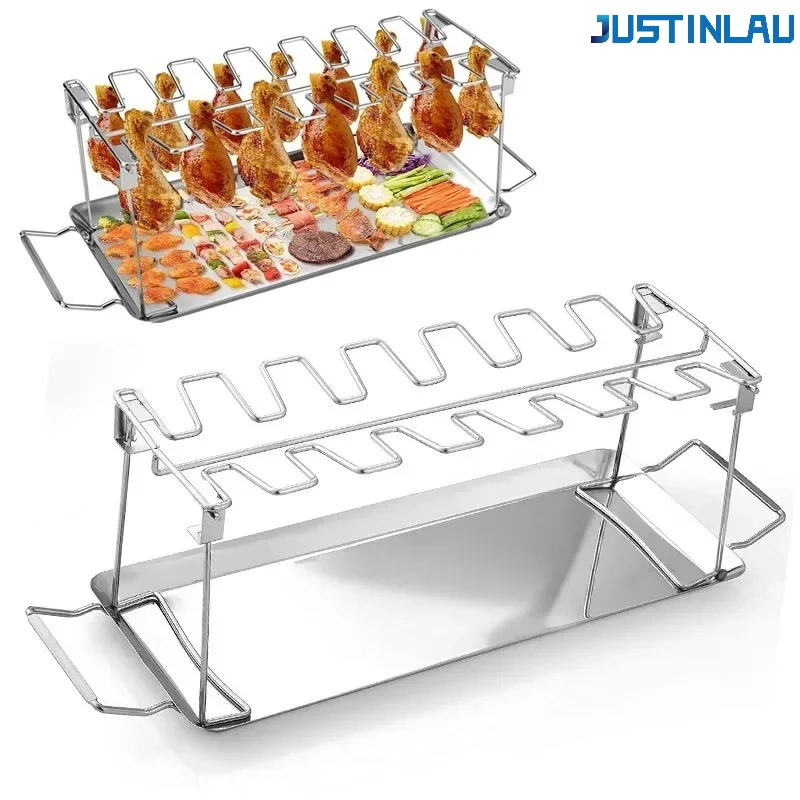 JUSTINLAU Stainless Steel Foldable Barbecue Grill Rack Non-Stick BBQ Beef Chicken Wing Leg Grill Bbq Accessories Barbeque Tool