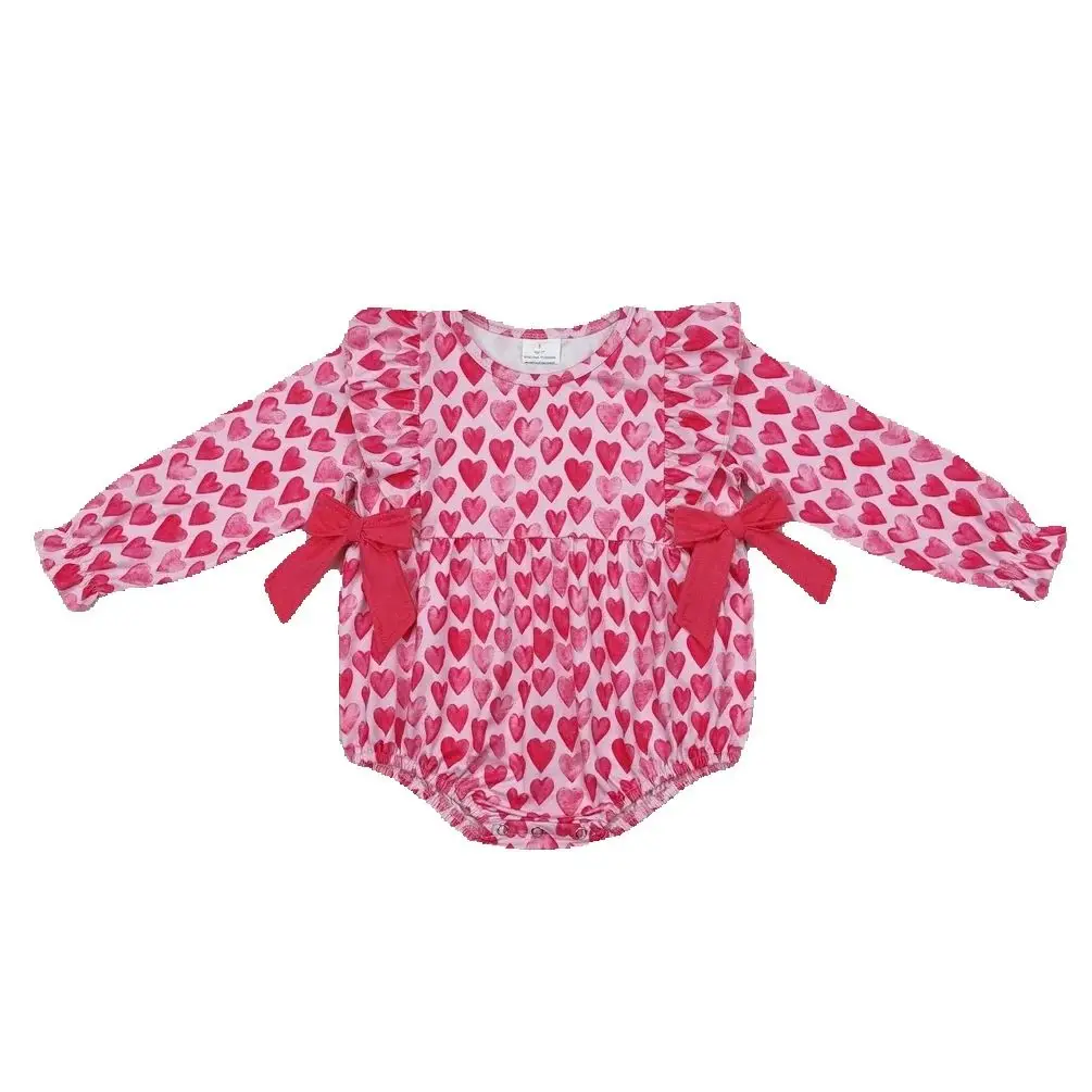 

Boutique Baby Infant Girls Jumpsuit Pink Red Love Bow Long Sleeve Rompers Fall Fashion Rompers Outfit Toddler Kids Girls Clothes