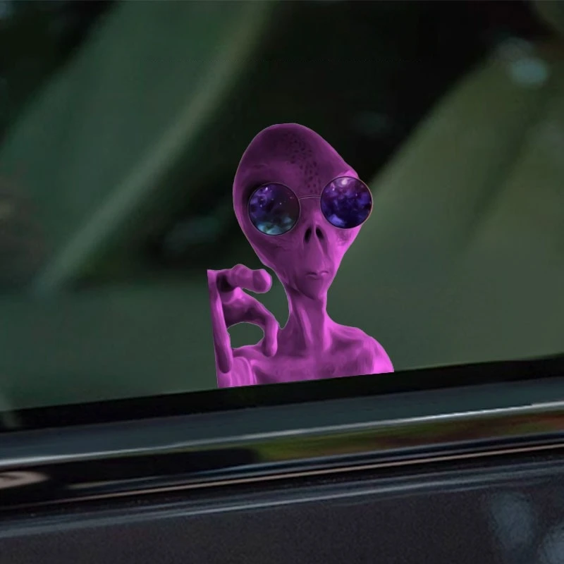 

1PC Purple Alien Motorcycle Stickers Waterproof for Motorbike Fuel Tank DIY Car Window Bumper Trunk Universal Vinyl Decals
