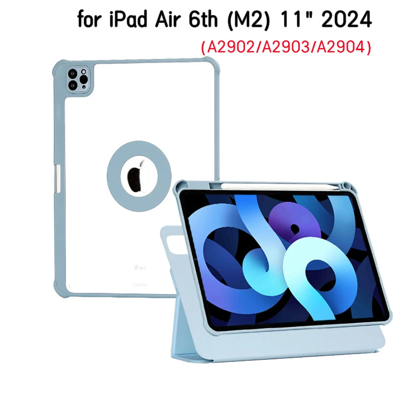 

For iPad Air 6 11" 2024 720° Rotatable Detachable Magnetic Case Folding Back Cover Funda Stand for Air M2 11 2024