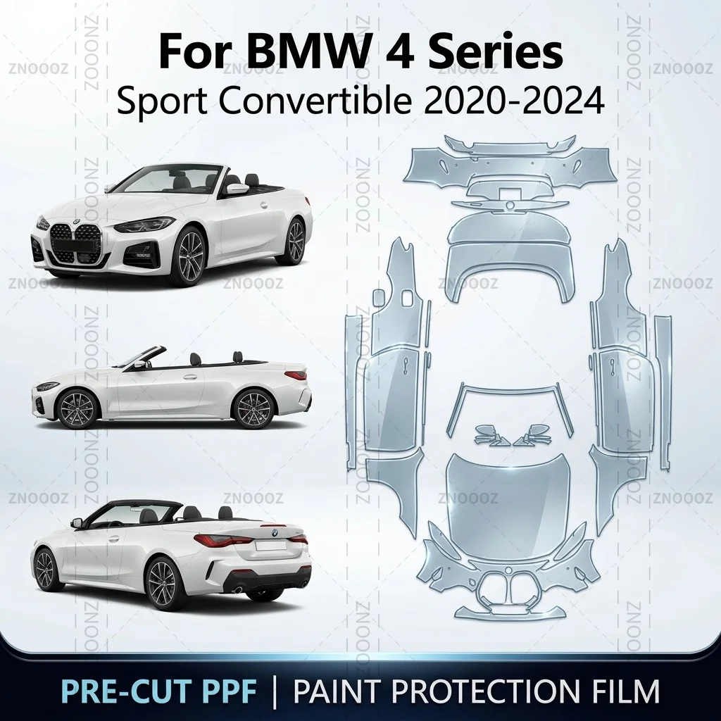 For BMW 4 Series Sport Convertible 2020-2024 Paint Protection Film 8.5Mil Precut PPF Kit Full Vehicle Glossy Clear Matte Black