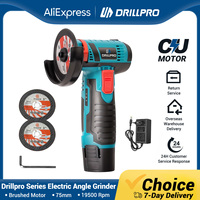 DrillPro 75mm Angle Grinder Household Rechargeable Polishing Cutting Machine Electric Grinder with Polisher Saw Blade Power Tool