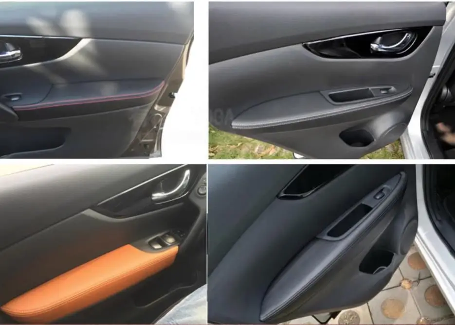 For NISSAN X-TRAIL Rogue 2014 2015 2016 2017 2018 2019 Microfiber Front Rear Door Armrest Leather Cover Protective car interio