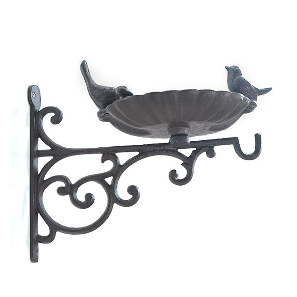 Birds Bath/Feeder Cast with Wall Bracket Cast Iron Mounted Heavy Duty Metal Plate Outdoor Garden Hanging Plate Decor Hook Rack