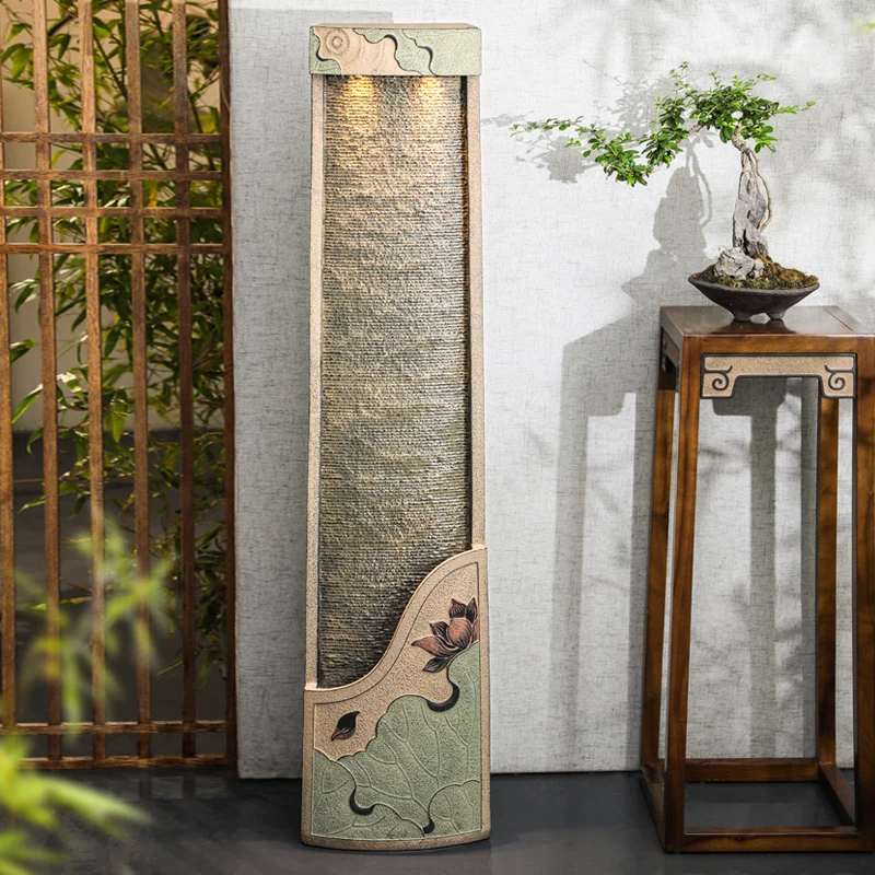 

Hanyuntang living room flowing water ornament TV cabinet next to the floor-to-ceiling fountain decoration Chinese Zen decorative