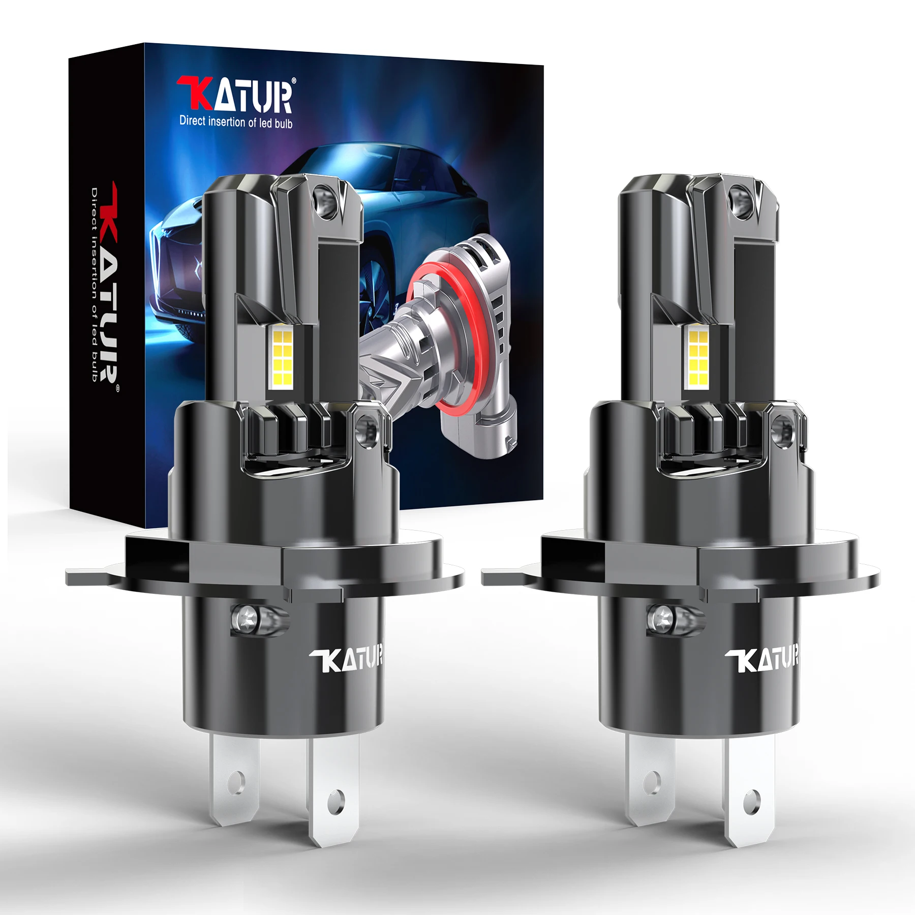 

Katur 2x H4 Car Led Bulbs High Low Beam Headlight with Fan High Power Hi-Lo Beam For Hyundai Accent 2000~2010 Getz 2005~2009