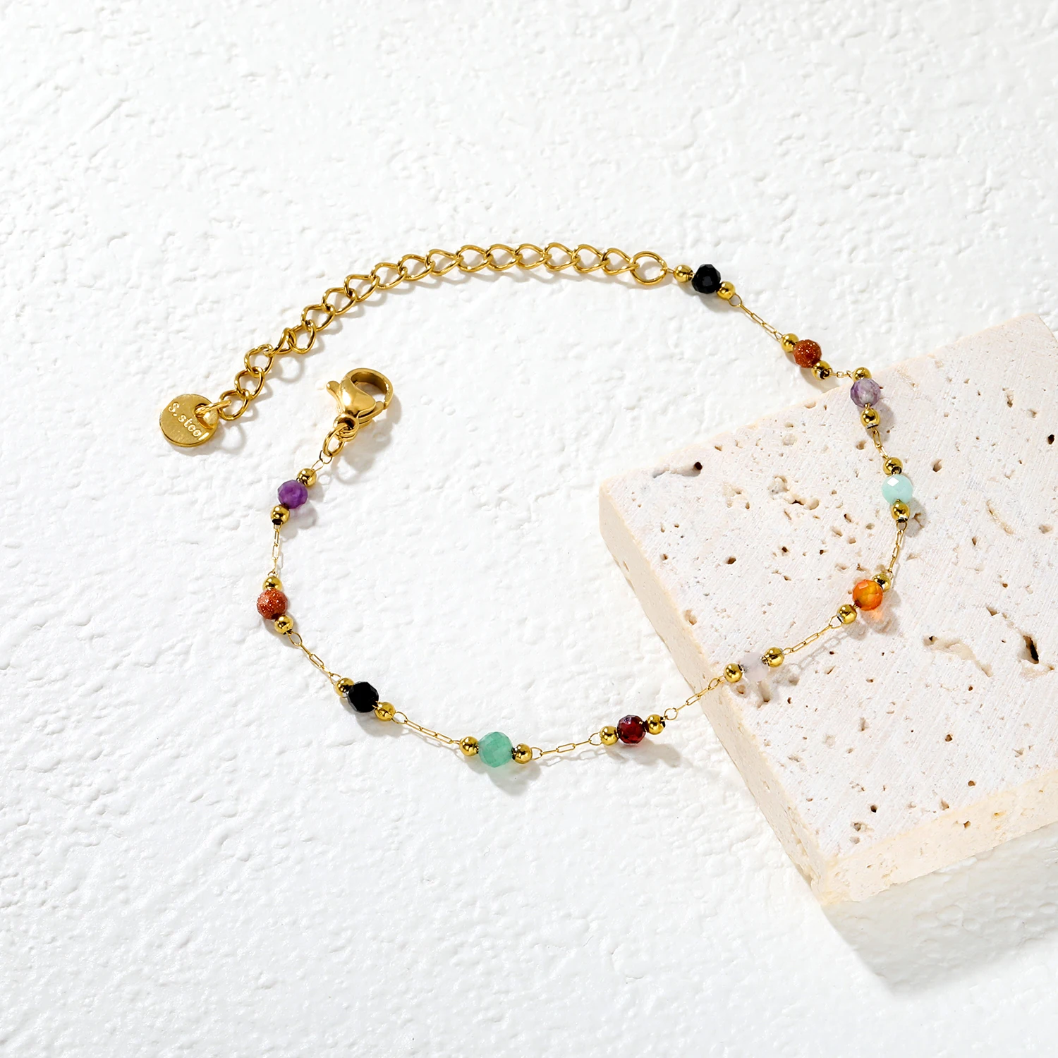 ASONSTEEL العصرية الفولاذ المقاوم للصدأ الأحجار الملونة الحلوى سوار الذهبي البوهيمي المعصم اليدوية مجوهرات اكسسوارات جودة عالية #4