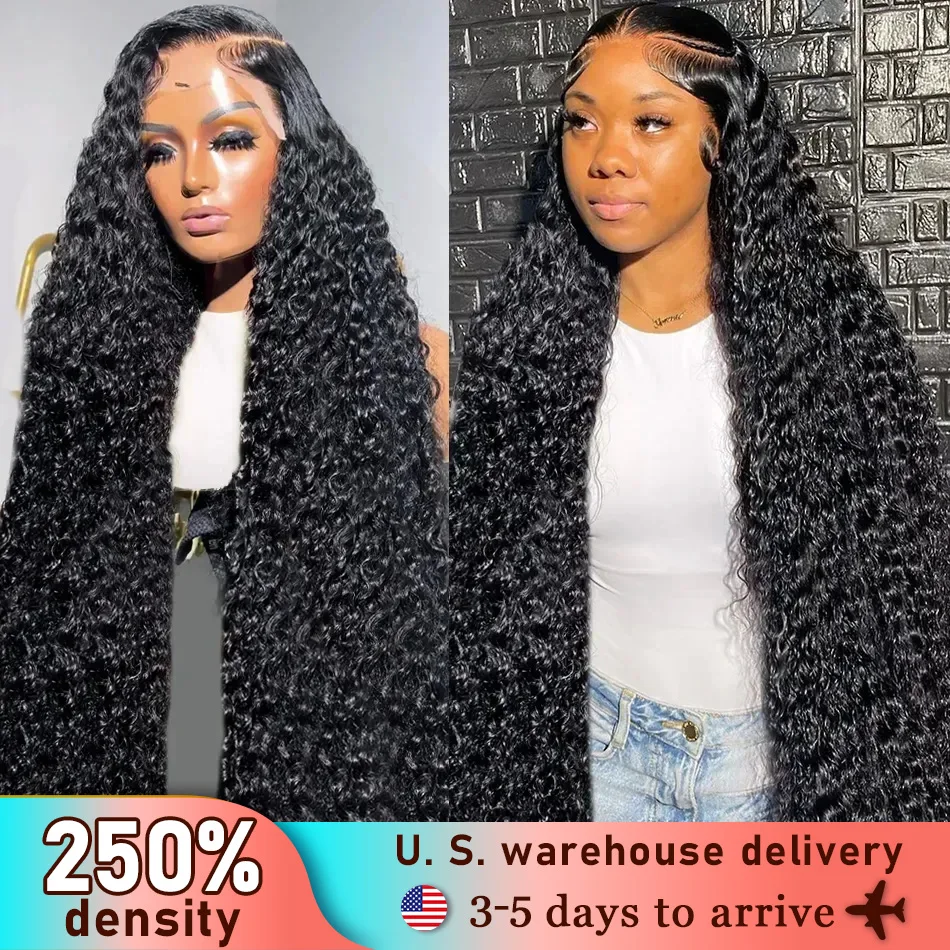 Rosabeauty 250 Density 13x6 HD Water Curly Glueless Lace Frontal Human Hair Wig Brazilian 30 40 Inch 13x4 Loose Deep Wave Wig