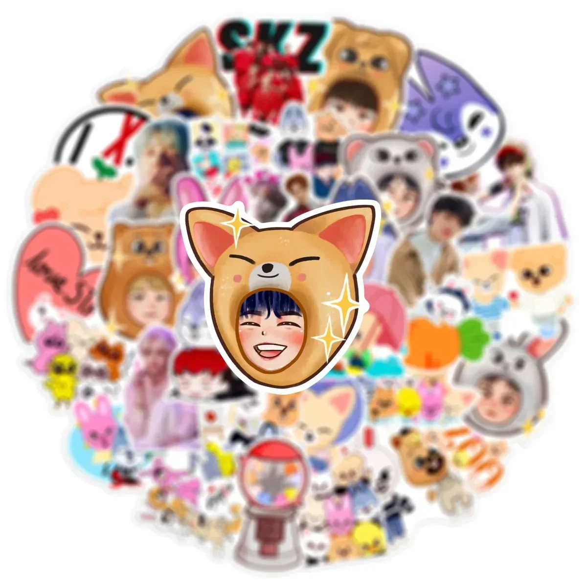 50Pcs Cute Skz Stickers Cartoon Kpop DIY Stickers Scrapbooking Phone Luggage Skateboard Waterproof Decals view 5