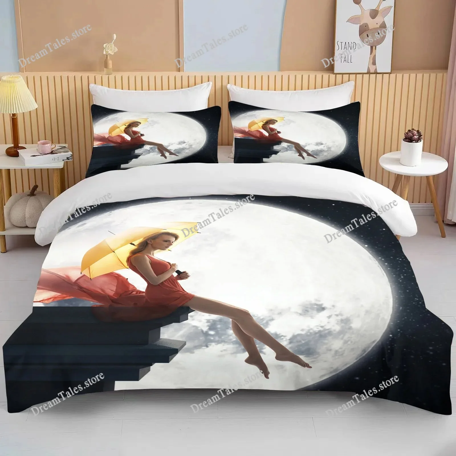 

Moon Bedding Set Night View Duvet Cover Set with Pillowcase Bedding King Queen Full Double Single Size Luxury Bedxclothes Decor