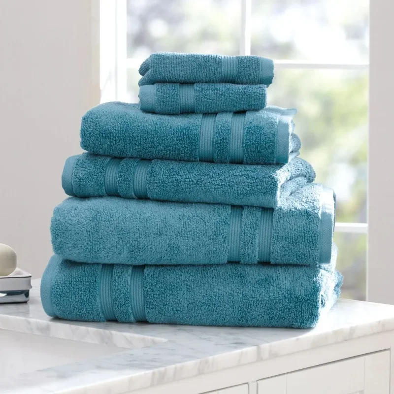 

Popular Performance Anti-Microbial Solid 6 Piece Towel Set, Aqua-Guaranteed Authentic