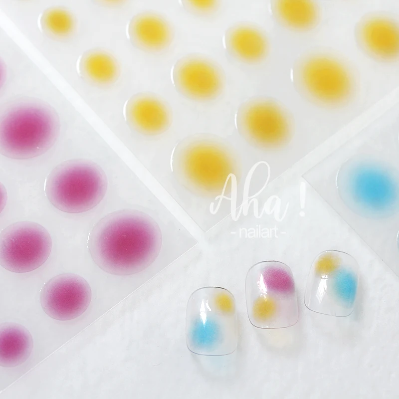 3D Blush Gradient Nail Art Stickers 12-Colors Aha Self-adhesive Rainbow Jelly Slider Japanese Style Translucent Gel Polish Wraps