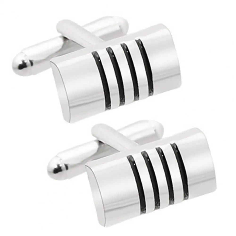 1 Pair Men Cufflinks Drum Shape Fade-Resistant Alloy Cufflinks Casual Formal Wear Banquet Attire Accessories