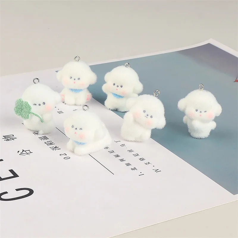 

Зимний стиль, 40 шт./лот, цвет, флокирующийся эффект, мультяшные собаки, форма домашних животных, смоляные куклы, бусины, ювелирные изделия своими руками, кулон для одежды, аксессуар