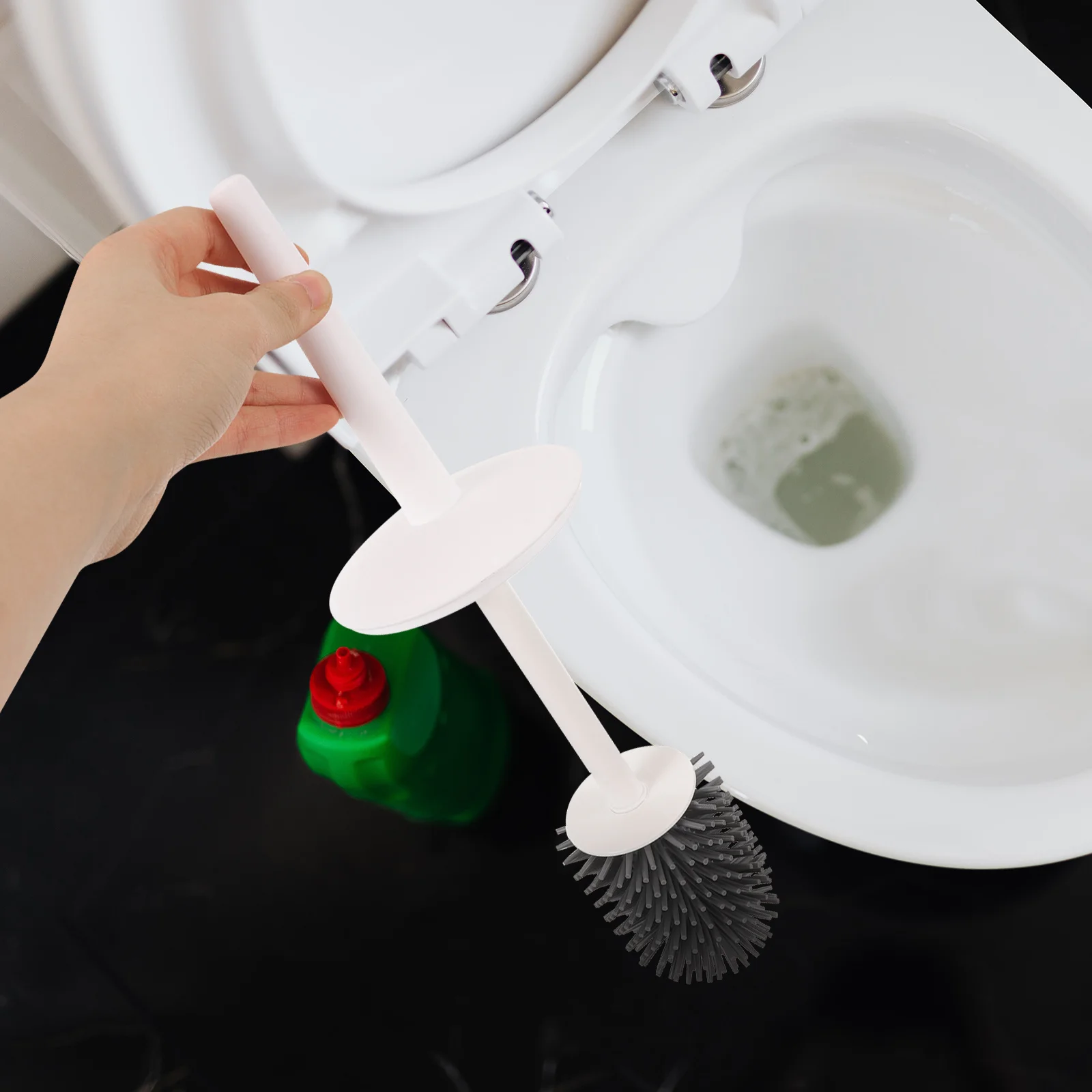 

1Set Toilet Brush Set Long Handle Bathroom Cleaning Bowl Brush Holder Base Bathroom Accessories Cleaning Tool for Home Hotel