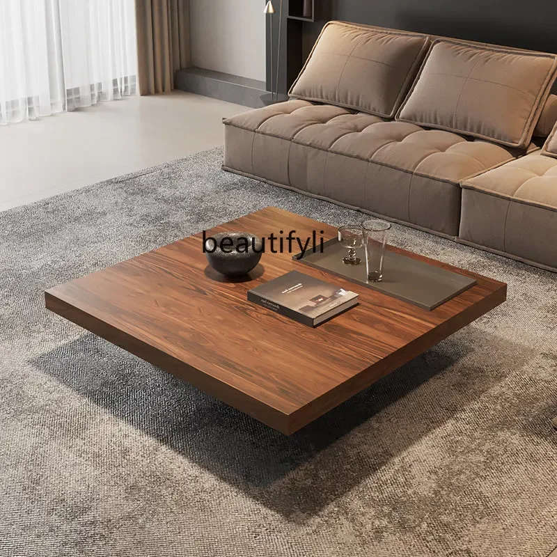 

Italian Minimalist Walnut-Color Coffee Table Light Luxury High-Grade CONNERY'S Square Low TableA