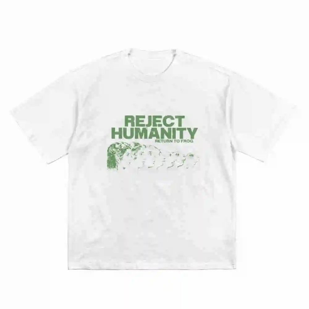 Reject Humanity Meme Weirdcore Vintage Animorphs Evolution Frogcore Short Sleeve Tee 100% Cotton T-Shirt