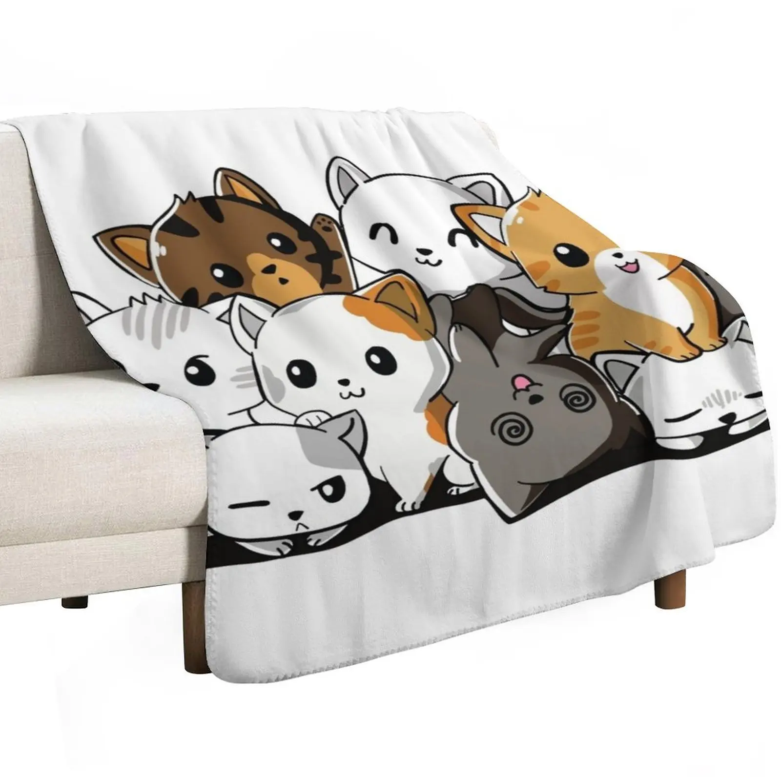 Cute cat compilation Throw Blanket Fade Resistant Durable Throw Blanket