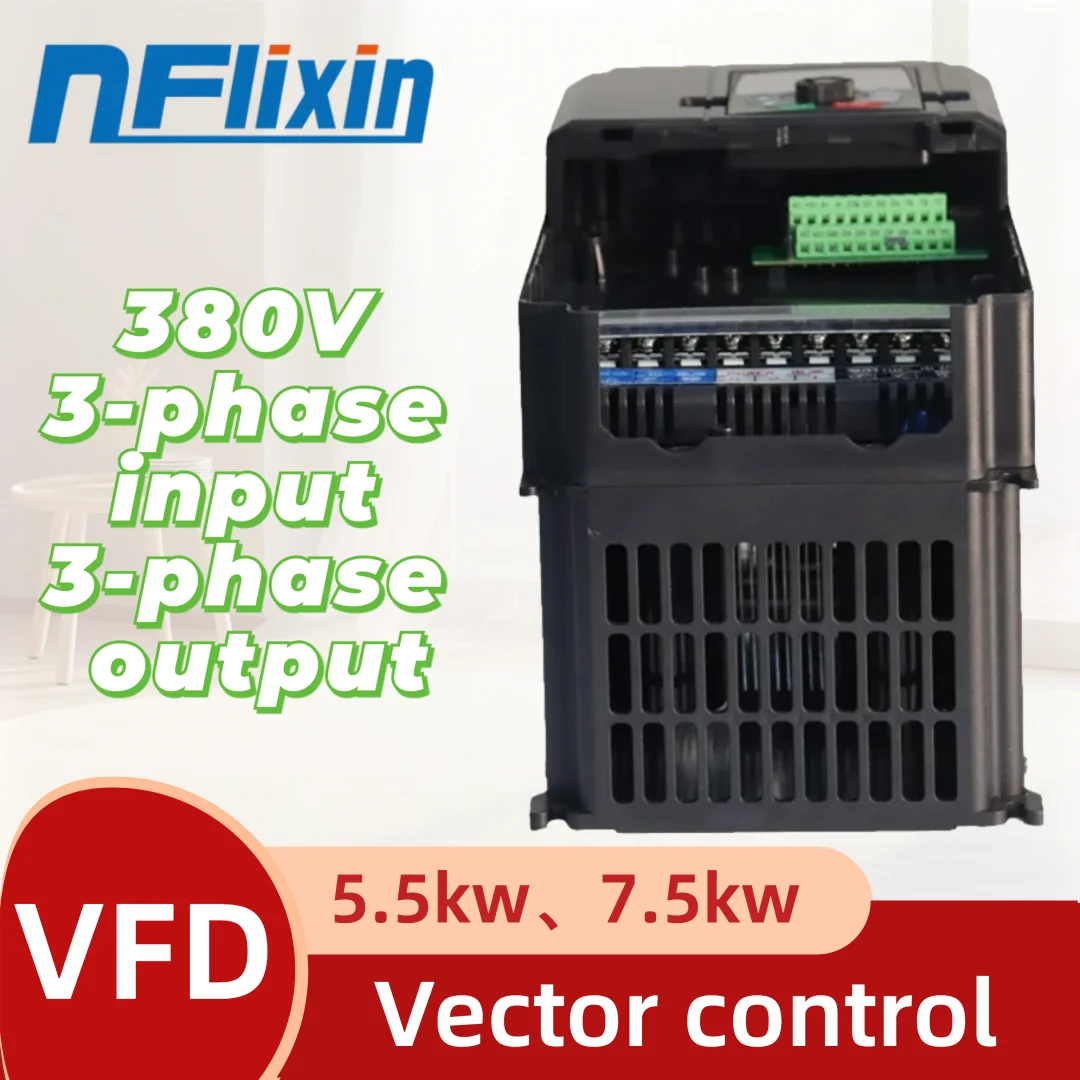 5.5KW VFD 380V 3 Phase Vector Control Variable Frequency Drive Motor Speed Controller Industrial AC Drive Energy Saving Inverter